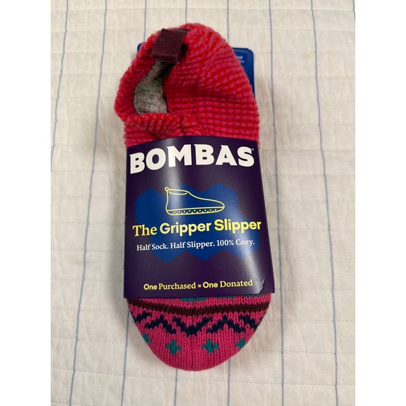 Bombas Shoes - Bombas Gripper Slipper Pink Fair Isle Merino Wool Blend Knit House Shoes Small